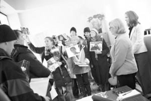 An action at Rep. Rahm Emanuel's office to oppose funding for the Iraq war, February 2008. Photo: Suzanne Sheridan