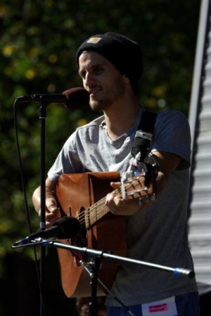 Ryan Harvey performs at an antiwar rally in Boston in 2008.