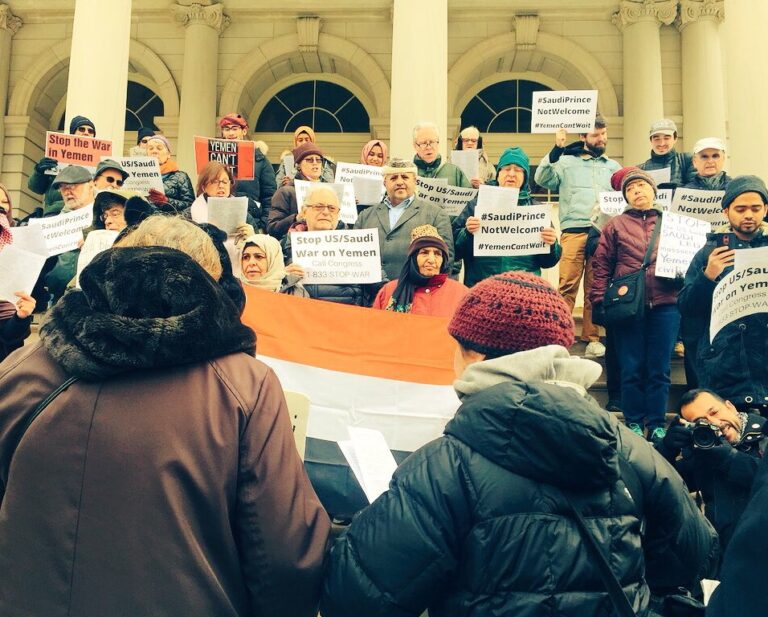 Activists protest Saudi Crown Prince’s visits to US cities, call on elected officials to oppose US role in Saudi war on Yemen