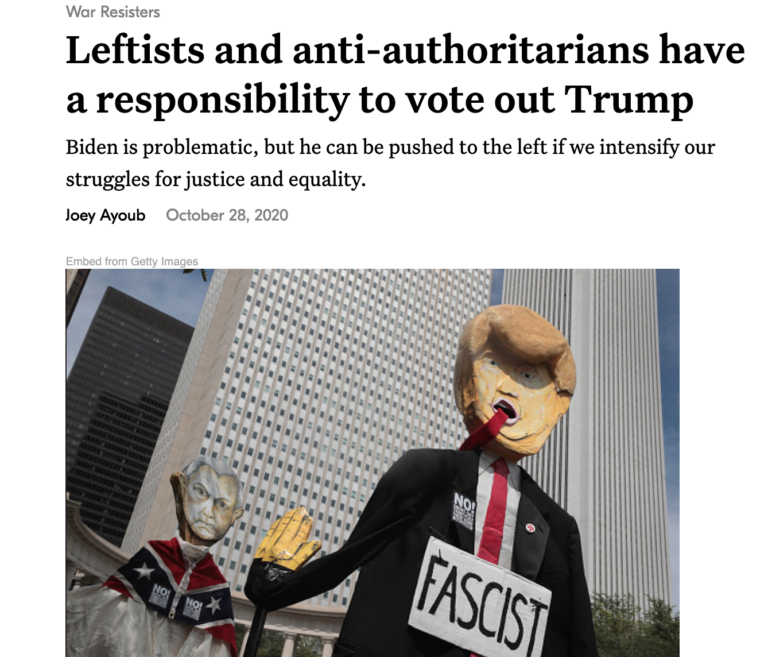 Submission: Leftists and anti-authoritarians have an obligation to vote out Trump