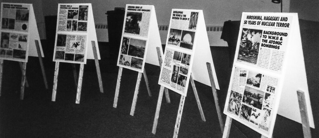 Hiroshima Nagasaki exhibit at a Unitarian Church service, Poughkeepsie, NY, Aug. 6, 1995.